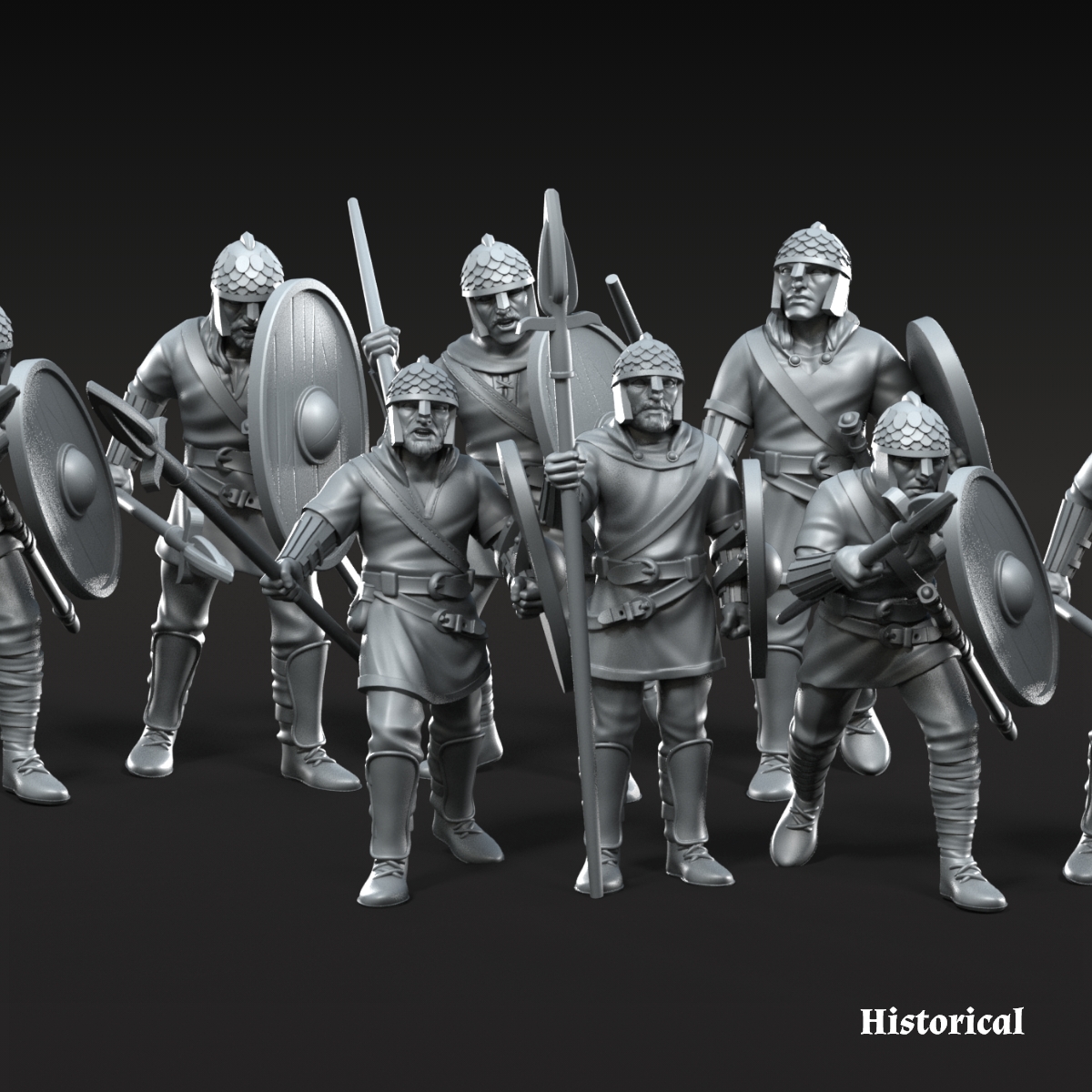 6x Gepids with spear and shield | Gepids | Historical